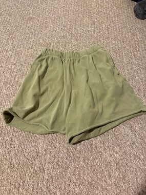 aerie Olive High-Waist Knit Lounge Shorts